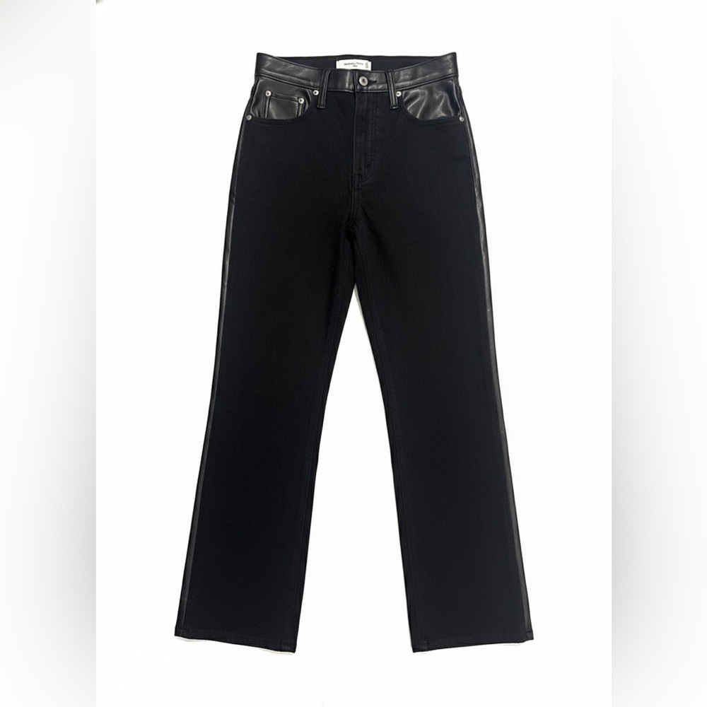 Abercrombie and Fitch Black Denim and Faux Leather Pants- NWT